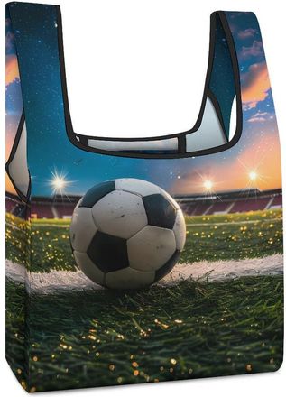 Generic Soccer Ball Stadium Shopping Bag Reusable Grocery Tote Bag Foldable Handbag for Travel Picnic