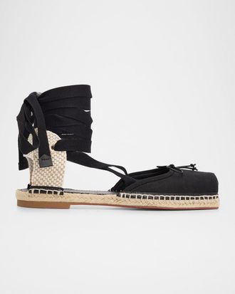 Christian Louboutin Cassiadrilla Canvas Lace-Up Espadrilles
