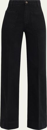 Victoria Beckham Alina Patch-Pocket Straight-Leg Jeans
