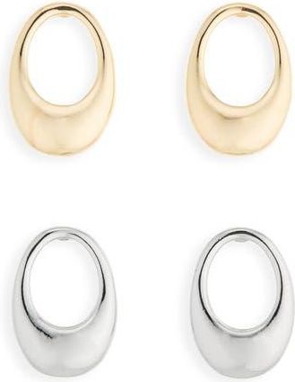Tasha Set of 2 Frontal Hoop Earrings in Gold/Silver at Nordstrom Rack