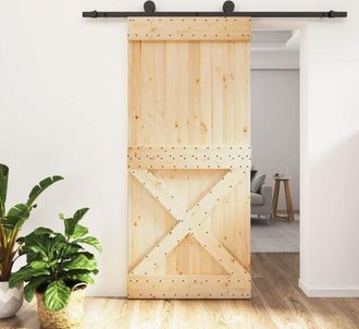 vidaXL Vidaxl - Puerta Corredera Con Herrajes Madera Maciza De Pino 95x210 Cm