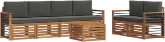 vidaXL Conjunto De Sof&aacute;s De Exterior 7 Uds. Natural Y Antracita Vidaxl