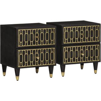 vidaXL Vidaxl - Mesitas De Noche 2 Uds Madera Maciza De Mango 40x33x46 Cm