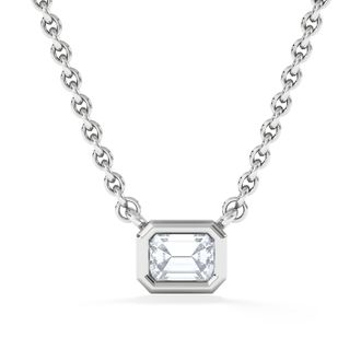 The Diamond Store Horizon Emerald Cut Lab Diamond Solitaire Necklace 0.25ct H/SI in 9K White Gold