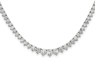 Diamond2Deal 14K White Gold 0.60 Ct Lab Grown Diamond Graduated Necklace 18 Clarity VS, Color G-H