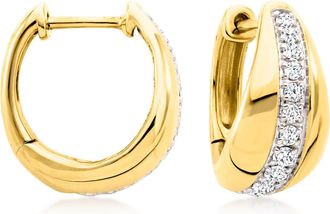 Ross-Simons Diamond Striped Hoop Earrings in 18kt Gold Over Sterling
