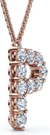 Pompeii3 1Ct Diamond Initial P Pendant 14k Gold 18 Necklace Lab Grown 5/8 Tall