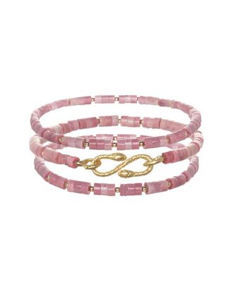Rachel Reinhardt Jewelry 14K Over Silver Rhodonite Snake Stretch Bracelet