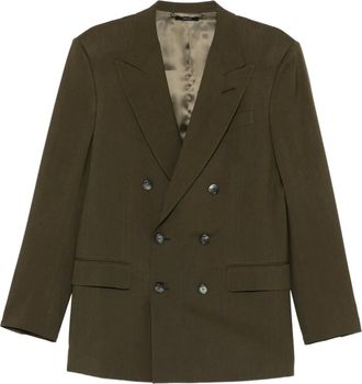Tom Ford peak-lapel double-breasted blazer - Groen