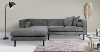 HOME AFFAIRE Ecksofa »Lillibeth L-Form Designsofa, Masse B/T/H: 240/173/83 cm« Zierkissen als Wendekissen, in Samtoptik oder Cord