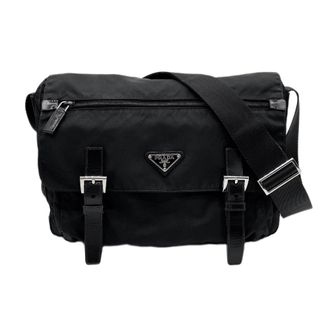Prada Black Nylon Leather Shoulder Bag (Pre-Owned)
