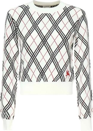 Burberry Truien & Vesten, Dames, Wit, XS, Katoen, Witte Katoenen Trui met Logo Borduursel
