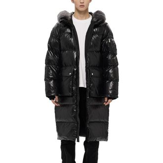AlphaStyle Audet Mens Long Hooded Down Parka in Black at Nordstrom, Size Xx-Large