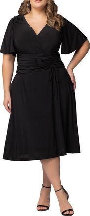 Kiyonna Jemma Ruched Tie Dress in Black Noir at Nordstrom, Size 3X