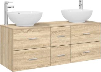 vidaXL Juego De Muebles De Ba&ntilde;o 3 Uds. Roble Sonoma Vidaxl