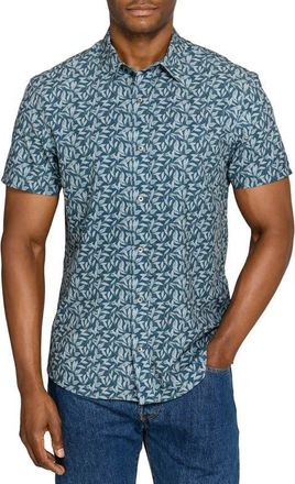 W.R.K Leaf Print Short Sleeve Button-Up Shirt in Green at Nordstrom, Size Xx-Large