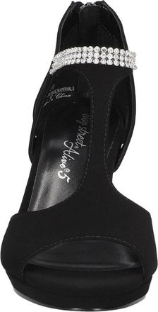 Easy Street Womens Easy Street Flash Pump Black Rhinestone Back Zip Block Heel GAL1975