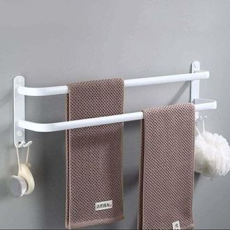 OEM Toallero De Aluminio De Pared, Doble Capa Impermeable Con Ganchos, 40 Cm, Negro, Apto Para Ba&ntilde;o, Cocina Y Aseo