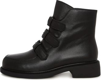 Cesare Gaspari Triple Strap Mid Ankle Boot - Dames - Enkellaarsjes - Zwart - 39 EU - Leer - Schoenen