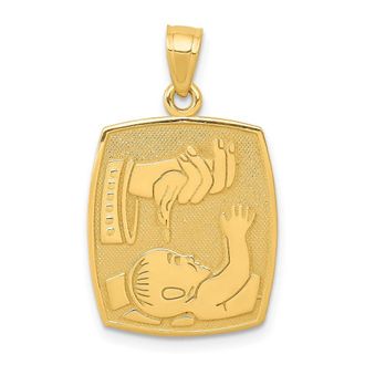 Diamond2Deal 14k Yellow Gold Satin Polished Baptism Pendant