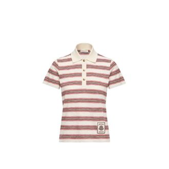 Moncler Gestreepte Katoenen Poloshirt - Dames - Tops - Rood - Maat: XS Katoen