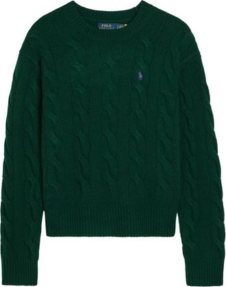 Polo Ralph Lauren cable-knit crew-neck sweater - women - Fabric - M - Green