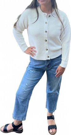 Tribal Button Front Sweater Cardigan In Eggshell