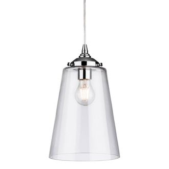 Netlighting Seville 1 Light Dome Ceiling Pendant Chrome with Clear Glass E27 in Silver