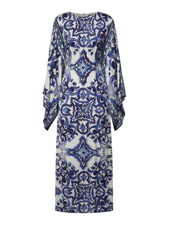 Dolce & Gabbana Majolica-Print Charmeuse Long Dress