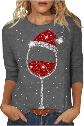Generic Christmas Tops for Women UK Sparkle Sequin Christmas Shirts Women Sparkly T Shirts Festival Partytops Going Out Tops Formal Blouses Glitter Casual Tee