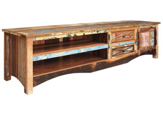 Massivmoebel24 Nature Of Spirit 136 Mobile Tv In Legno Riciclato - Laccato / Multicolore 200x50x50