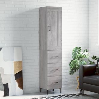 Berkfield Home Highboard Grey Sonoma 34.5x34x180 cm Engineered Wood