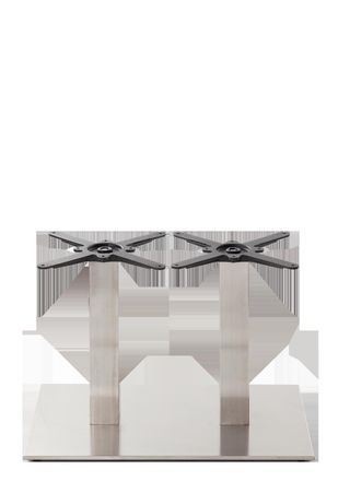 Netfurniture Rectangular Stainless Steel Table Base - Twin Coffee Height - 480 Mm in Silver