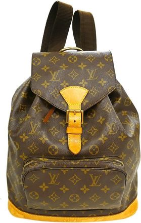 Louis Vuitton Montsouris Monogram Washed Denim Brown Canvas Backpack Bag (Pre-Owned)