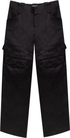 Tom Ford Viscose Cargo Broek - Dames - Straight fit broeken - Zwart - 2XS - Linnen - Broeken