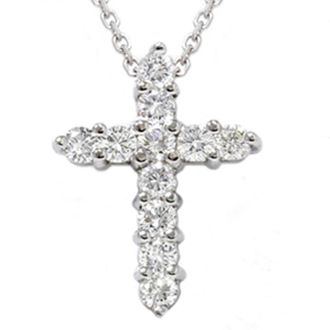 Pompeii3 1ct Diamond Cross Pendant 14K White Gold 1 Tall