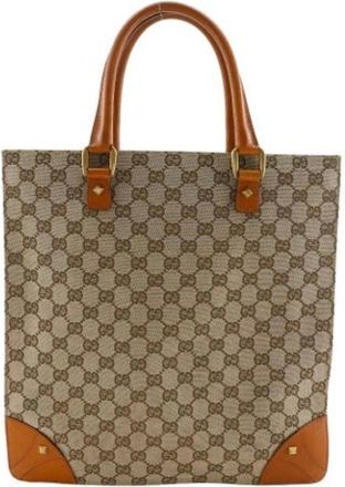 Gucci Pre-owned Tote Bags, female, Brown, Size: ONE SIZE Pre-owned Canvas Tote Bag