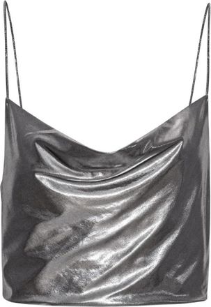 Rotate Metallic Crop Top in Zilver - Dames - Tops zonder mouwen - Grijs - XL - Tops