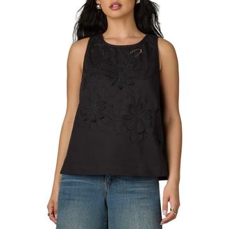 Wit & Wisdom Die Cut Embroidered Sleeveless Top in Black at Nordstrom, Size X-Small