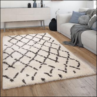 Paco Home Paco Home Alfombra Sal&oacute;n Pelo Largo Shaggy Pelo Largo Escandinava Rombos Moderna 160x230 Cm, Gris 2