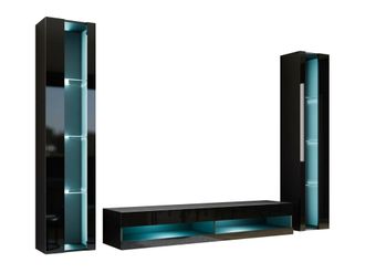 Mirjan24 Mobilier1 - Conjunto De Sal&oacute;n Venenou 112, Negro + Negro Brillante