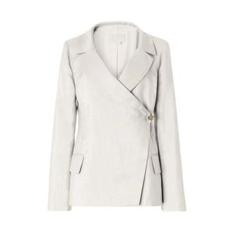 Genny Double-Breasted Shantung Blazer - Dames - Jassen - Wit - Maat: XL Zijde