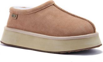 Australia Luxe Outback Genuine Shearling Platform Slipper in Sand at Nordstrom Rack, Size 10