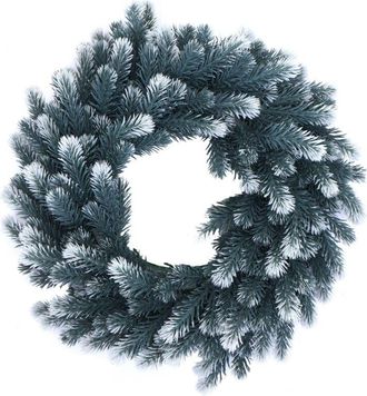 Hhg Corona Artificial Hhg-396, Corona Para Puerta, Corona Para Mesa, Decoraci&oacute;n Artificial &Oslash; 60 Cm, Abeto Con Nieve