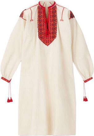 Fortela Afra Embroidered Cotton Caftan Dress in Ecru at Nordstrom, Size 42 Eu