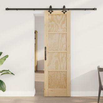 Berkfield Home Sliding Door with Hardware Set ORKDAL Solid Wood Pine in Beige