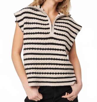 John & Jenn Arrow Sleeveless Sweater In Almond Stripe