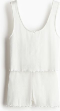 H&M Baumwollpyjama mit Pointellemuster - Weiss