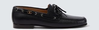 Valentino Garavani Palm Avenue VLogo leather boat shoes