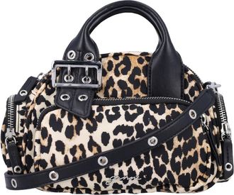 Ganni Leopard Mini Polochon Bag - Dames - Handtassen - Bruin - ONE Size - Nylon - Tassen